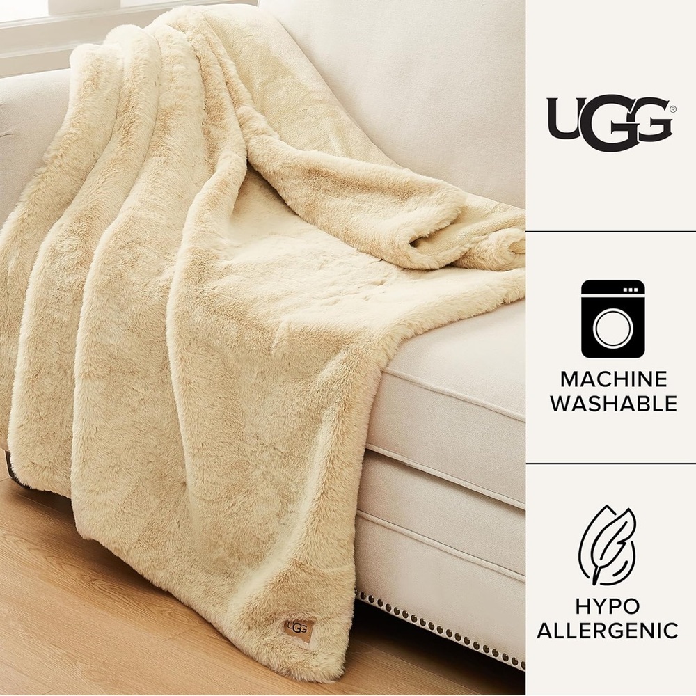 NWT UGG Euphoria Plush Faux Fur Reversible Throw Blanket - Picture 3 of 10